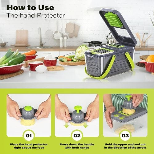 Cortador de verduras multifuncion 22 en 1 con contenedor